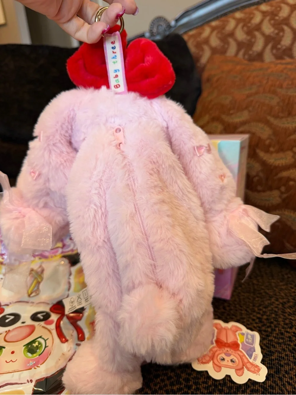 New Confirmed Baby Three Plush Cosmetic, Pen & Pencil Zipper Bag with Keychain